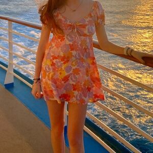 SO Vibrant Floral Dress with Puff Sleeves